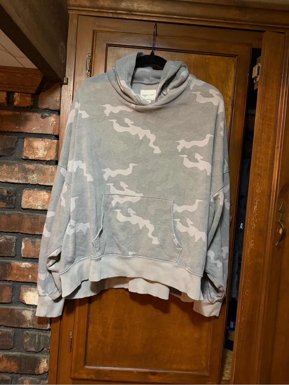Light Gray Camouflage Pullover Hoodie - women